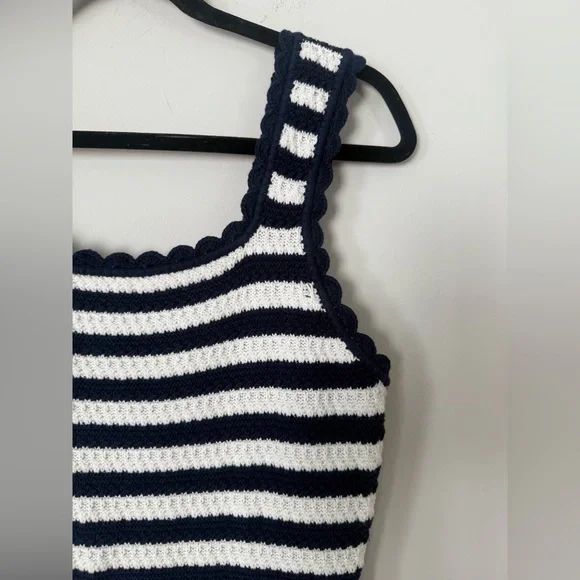 NWT Rails Lily Navy & White 100% Cotton Crochet Knit Stripe Euro-Summer Dress - Picture 8 of 12